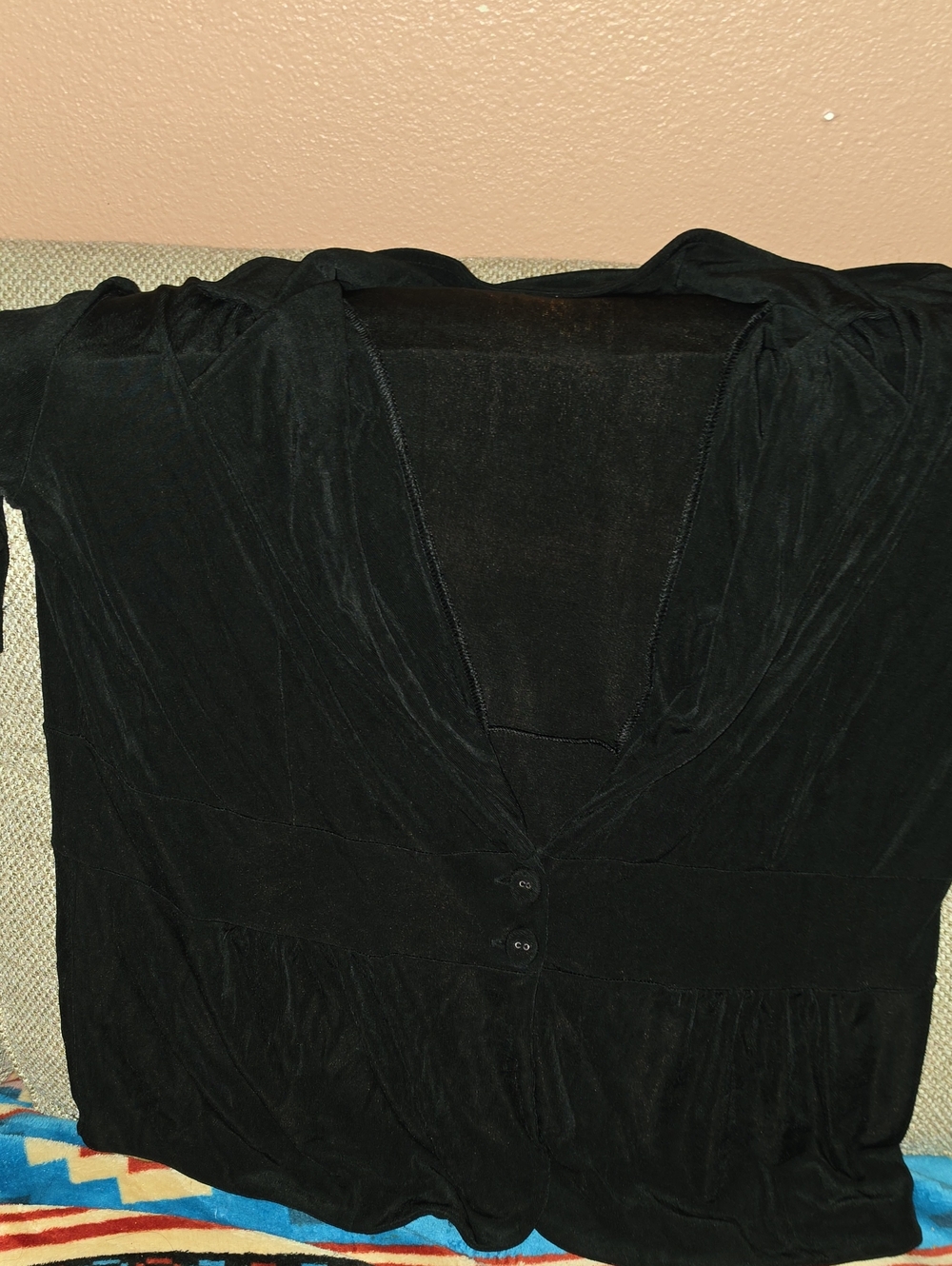 Chico's Black V-Neck Button-Front Tunic